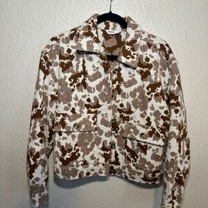 Sonoma cow print women’s cropped jacket size medium